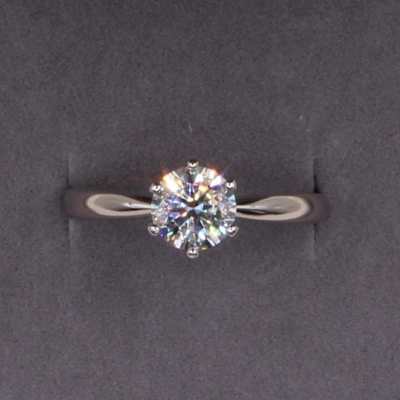 Jewelry - 18K White Gold Plated 1 Carat Solitaire Moissanite 925 Silver Engagement…